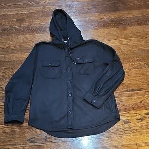 Men's Classic Black Hooded Shirt Jacket